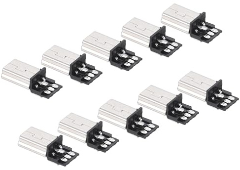 QUARKZMAN Connettore Mini USB Tipo B Maschio a 5 Pin 10pz Tono Argento Nero | Montaggio su PCB Connettore a Saldare, per USB- Cd Computer