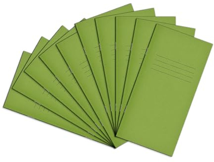 Rhino 8 x 4 Exercise Books, 32-Page / 8mm Lined Paper Notebook, 10-Pack, Writing Book, Office & School Stationery Supplies, Light Green