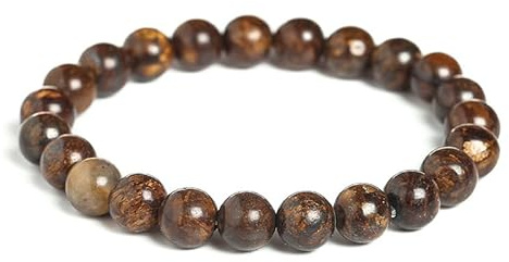 Pulsera de Piedras Naturales 100% Auténticas - Pulsera Broncita - Ajuste Cómodo y Estilo Elegante | Cuerda Elástica Coreana y Caja de Joyería Incluida (Broncita, 8mm)