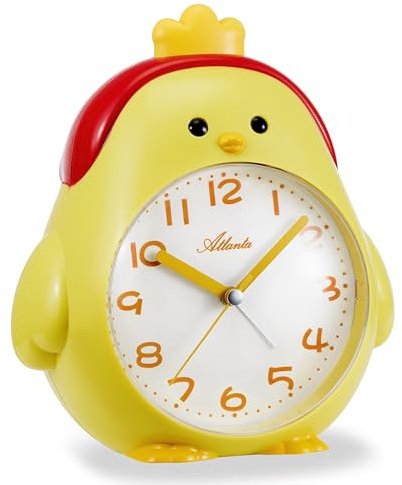 Atlanta 2164/2 Kinderwecker mit Leisegang Hahn Gelb/Rot