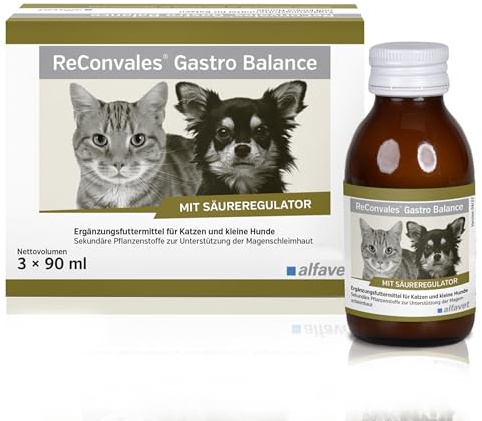 alfavet, ReConvales Gastro Balance för katt och hund, för vård av magslemhinnan med syrereglator, kompletteringsfoder, 3 x 90 ml