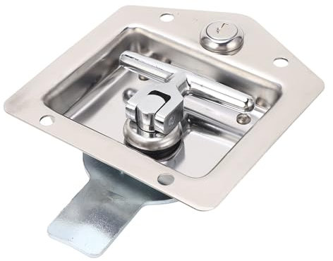 BORDSTRACT Serratura da Incasso, Maniglia a Forma di T in Acciaio Inossidabile con 2 Chiavi Per Porte E Armadietti di Auto, Chiusura con Maniglie a T, Serratura Per Cassetta degli Attrezzi