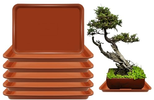 TNTIWQ Lot de 6 soucoupes rectangulaires de 31,8 cm pour pots de 20 cm – Bac d'égouttement pour intérieur et extérieur – Bac à eau en plastique (terre cuite, 31,8 x 22,9 cm)