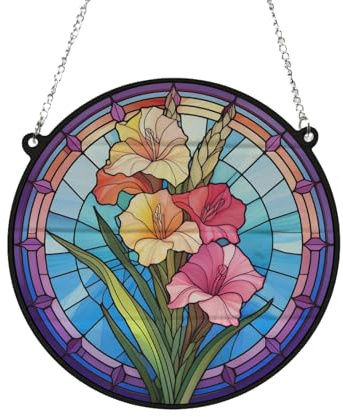 Image Industry Gladiolus Stained Glass Effect Suncatcher - Garden Gift - Flower Lovers - Floral Gifts (13cm)