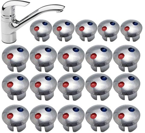 Indicatore caldo/freddo per rubinetti, pulsanti indice maniglia rubinetto 20 pezzi | Indici Inserti caldo e freddo | Pulsanti universali per segnali di caldo e freddo per rubinetti lavelli