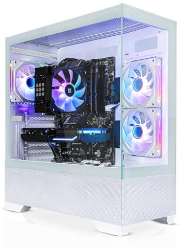 SYSTEMTREFF PC Gamer Blanc AMD Ryzen 5 5600 6x4.4GHz | Nvidia RTX 5050 8 Go DX12 | 1To M.2 NVMe | 16Go DDR4 RAM | Windows 11 | Ordinateur de Bureau WLAN pour Les Joueurs, Les Gamers & Streamer