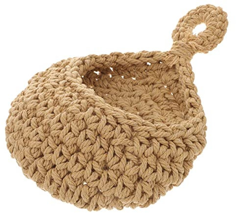 SHOWERORO Cesto Di Frutta Appeso in Corda Intrecciata Medio (20x19 Cm), Portavasi Sospeso Per Verdura e Fiori, Salvaspazio Da Muro Per Cucina e Decorazione Parete