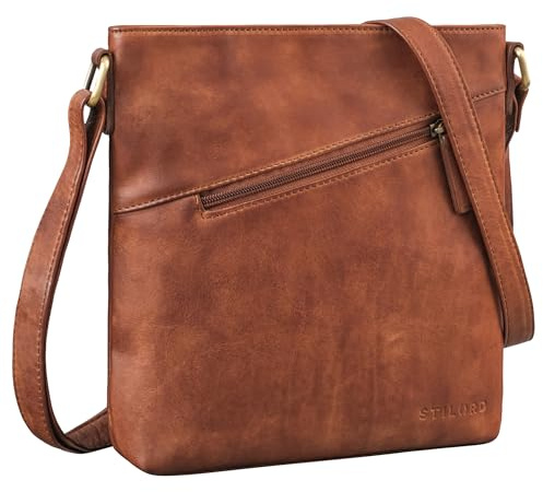 STILORD “Stella” Borsa Tracolla Donna in Pelle Borsa a Spalla Vintage Borsetta Messenger Bag Piccola Clutch Pochette Cuoio Colore:brandy - cognac