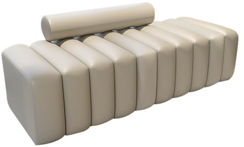 XLIHAWY Gepolsterte Bank, PU-Material Bequemer Gepolsterter Ottoman, Holzrahmen Stuhl Am Fußende des Bettes Für Wohnzimmer Flur Esszimmer(Beige,120x45x38cm)