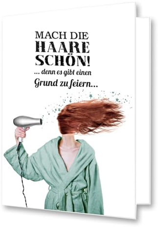 Unser-Festtag Witzige XXL Weihnachtskarte im A4 Format, offen DIN A3, Mach die Haare schön, Wunschtext ist personalisierbar, DIY, inkl. passenden Umschlag