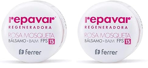 Repavar - Bálsamo Labial - Rosa Mosqueta y Bisalobol - Reparador Labial Intensivo y Regenerador con Protección Solar FPS 15 - Hidrata, Protege y Repara la Nariz y los Labios - 10 ml (Paquete de 2)