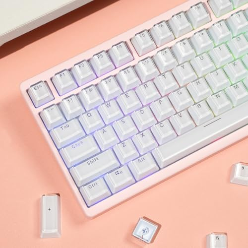 mintcaps Keycaps - Crystal Jelly White Keycaps Translucent Custom Keyboard Keycap OEM Profile Cute Key caps for 60%/80%100% Cherry Gateron Mx Mechanical(104keys)