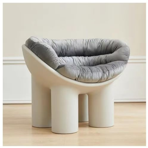 Fauteuil tonneau en peluche avec pieds d'éléphant au design moderne pour salon, chambre à coucher, balcon, bureau - Fauteuil confortable pour adultes et enfants - Gris (51,1 cm)