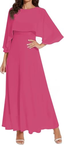 WSEYU Vestidos largos para madre de la novia, vestidos de novia para boda, vestidos formales de noche para abuela con cinturón, ZM123, fucsia, 40