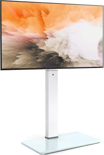 ANZOAT Schwenkbarer TV-Ständer für 81,3 bis 178,8 cm große Fernseher, Universal-TV-Ständer mit stabiler Holzbasis (81,3 - 199,5 cm, Weiß)