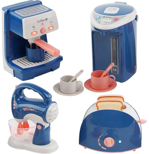 Cucina Giocattolo per Bambini,con Macchina da Caffè Mixer Bollitore Tostapane,Con luci e Musica,Elettrodomestico Cucina Giocattolo per Giochi di Ruolo,Adatto a Bambini e Bambine dai 3 anni in su