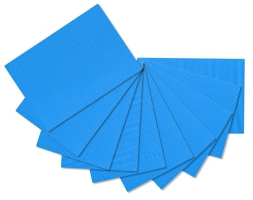 ODETOJOY 10 fogli di cartone ondulato – 21 x 30 cm (A4 simile), stabili a 3 strati, ideali per fai da te, modellismo in cartone, corsi scolastici, ecologici riciclabili (blu)
