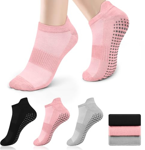 Vancle Chaussettes Pilates Yoga Chaussettes Antidérapantes, Chaussette Antidérapante Pour Femmes Hommes Pour Sportif Ballet Fitness, Taille Unique