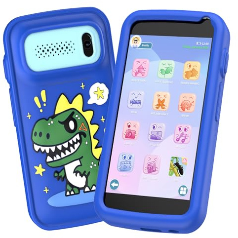 Kinder Handy Spielzeug für Jungen, 3,97 Touchscreen Dinosaurier Geschenke und Spielzeug für Jungen im Alter von 3-12 Jahren, Kinder Smart Phone Kinderhandy mit Kamera, Spiel, Musik, 8GB Karte (blau)
