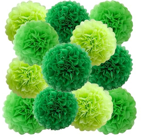 12 Piezas Decoracion Cumpleaños, Decoracion Pompones, Decoraciones Flores Papel, Pompones Decoraciones Fiesta, Verde, Cian, Verde Oscuro, Fiestas Cumpleaños, Fiestas Bodas, Baby Shower ASIN B0FWJSYHQD