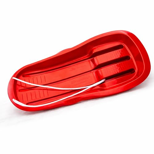 simpa Alpine Racer Plastic Snow Sledge Toboggan - Heavy Duty Winter Snow Sled - Alpine Velocity Red - Robust Design for Snow Fun