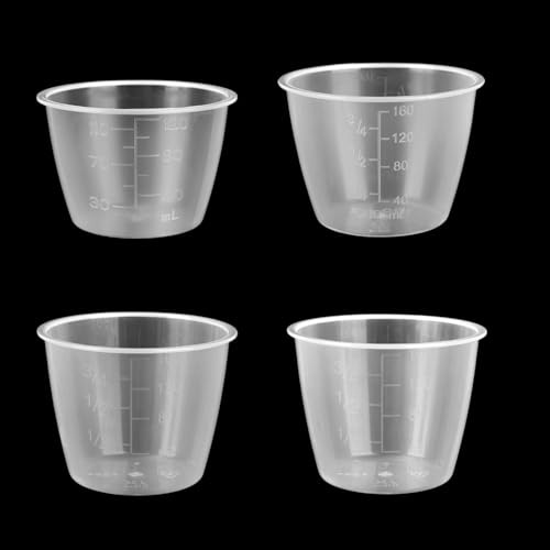 4pcs Rice Measuring Cups, 120ml/160ml/180ml Transparent Rice Cooker Measuring Cups for Pet Food Dry/Liquid Ingredients Laundry Detergent