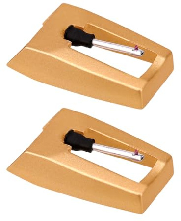 4pcs Record Player Needles, Turntable Replacement Needle Durable Turntable Stylus Replacement Parts Accessories for Phonograph Vinyl Record Player (Gold-Colored)