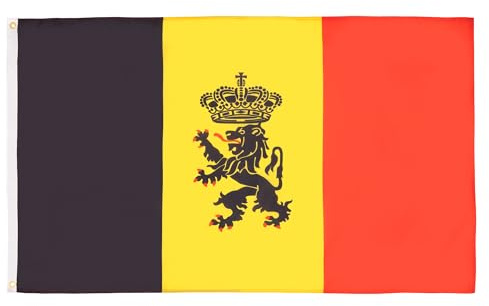 AZ FLAG Flagge Belgien Dienstflagge 150x90 cm Polyester 100D 2 Ösen | Für innen und außen Belgische dekorative Flagge Belgisch wapenschild doppelte Nähte und verstärkte Kanten mit Metallösen