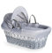 Clair de Lune Dimple Grey Wicker Moses Basket with Bedding 68 x 30 cm (Grey)