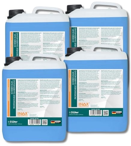 INOX® Scheibenreiniger Konzentrat 4 x 5 L – Scheibenwischwasser-Zusatz für Autoscheiben | Universeller Glasreiniger für Wischwasser | Konzentrat für Glatte Oberflächen