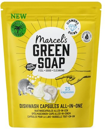 Marcel's Green Soap Dishwash Tablets - Grapefruit & Lime - 97% biodegradable - Natural ingredients - 25 tablets