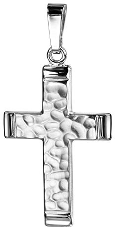 Anhänger-Kreuz Hammerschlag-Optik Silber-kreuz für Damen, Herren und Kinder 925 Sterling-Silber