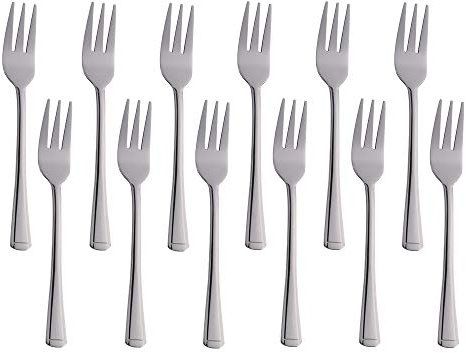 Meisha Small Harley Pattern Tea Forks, Silver Stainless Steel Pastry Fork Set of 12, Kitchen Accessory Wedding Party for Salad, Appetizer, Fruit