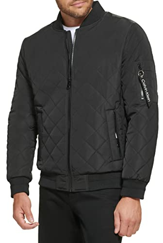 Calvin Klein Men's Flight Jacket, Black, Large