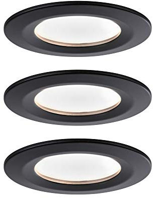 Paulmann 94474 Nova LED Einbauleuchte 3er Set starr Warmweiß 3-Stufen-dimmbar rund incl. 3x6,5 Watt dimmbar Einbaustrahler Schwarz matt Spot Alu Einbaulampe 2700 K Coin