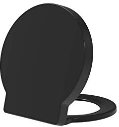 Round Soft Close Toilet Seat Quick Release Top or Bottom Fix 400 x 420 (Black)