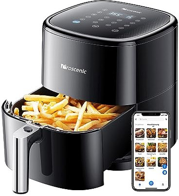 Proscenic T22 Friggitrice ad Aria, 5L Air Fryer Controllo con App & Alexa e Display LED Toccabile,11 Programmi Preimpostati,Rumore Basso,Senza BPA e PFOA per Patatine Fritte/Pizza