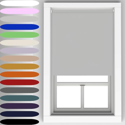 Caecus Light Grey Blackout Roller Blinds Made To Measure Window Blinds Easy Fit Child Safe Thermal Properties Home Office Fitting Included Up To 60cm Width x Up To 160cm Drop