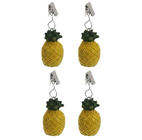 MIK funshopping 4er Set Tischdeckenbeschwerer mit Klemmkraft - Tischdecken-Gewichte - Ideal für den gedeckten Tisch (Ananas)