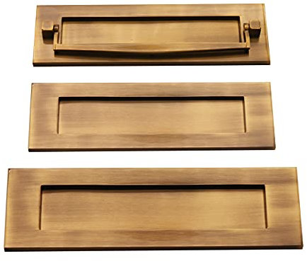 Traditioneller Briefschlitz mit Türklopfer, viktorianischer Stil, aus massivem Messing, 25,4 x 7,6 cm, Antik-Optik