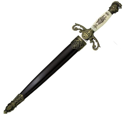 Daga Medieval 13747-3 | Cuchillo-puñal templario histórico de coleccionista con Vaina. Colección de artículos Antiguos…