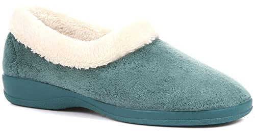 Pavers Womens Full Slipper Teal Size 5