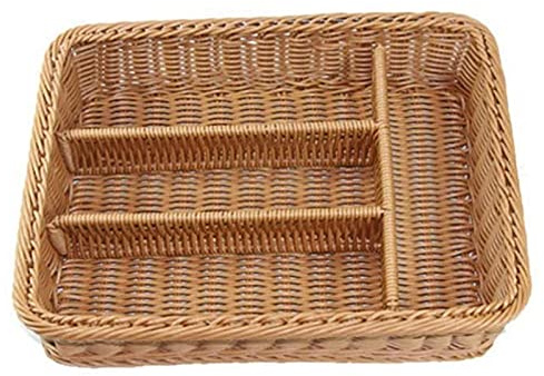 Rattan Cutlery Basket - Brown, 4 Shelves - Kitchen, Bathroom