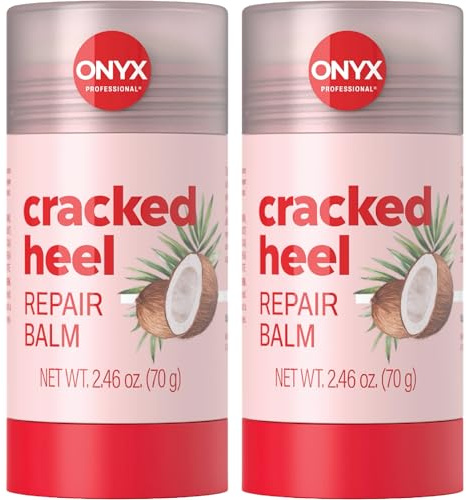 Onyx Professional Cracked Heel Repair Balm Stick for Dry Cracked Feet Treatment, Coconut Scent, 2 pack - Moisturizing Foot Balm, Rolls On, Cracked Heel Treatment