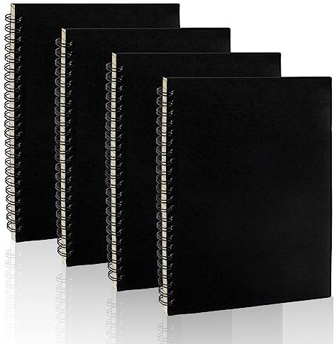 Ticeed 4 Stück A5 Spiral-Notizblock Ringbuch 60 Blatt / 120 Seiten Ringbücher mit Spiralbindung Kariert Tagebuch Collegeblock Design-Block für Reisen Memos Büro Schule Handlettering (Schwarz)