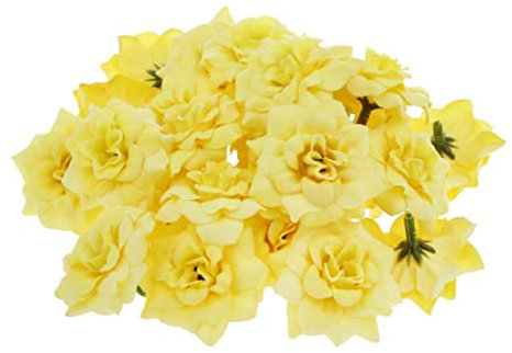 Garneck Künstliche Rosenblüten Aus Samtstoff 4cm Gelb 50 Stück Realistische Seidenblumenköpfe Für Party Und Basteldekoration