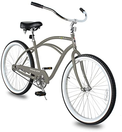 Tracer Bora 26-Inch Man Beach Cruiser Bike Single-Speed Coaster Brake, Comfort Bike for Adults (Matte Gray)