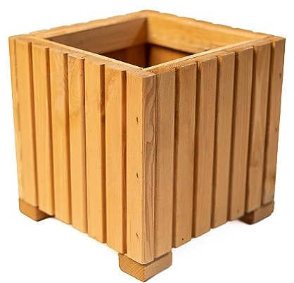 BOGATECO Blumenkasten aus Holz | Pflanzkasten | Blumentopf 25 x 25 x 25cm | Kräutertopf für zu Hause Garten Balkon Terrasse | Topf mit Kunststoffeinsatz | Imprägniert | Hellbraun