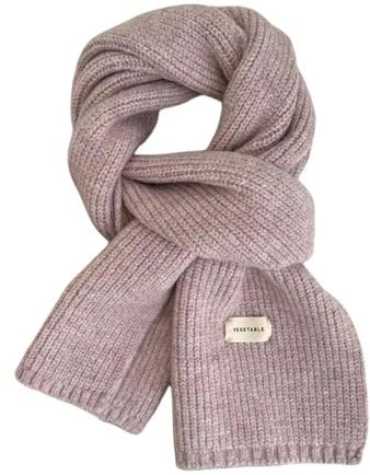 TILEZE Schal Frauen Kaschmir Schals Dame Winter Dicken Warme Weiche Pashmina Schals Wraps Weibliche Reine Farbe Gestrickte Lange Schal-Lila-18X145Cm
