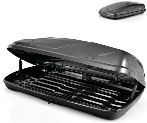 GiantexUK Car Roof Box, 400L Heavy Duty Rooftop Cargo Box Carrier with Security Keys, Waterproof Luggage Box Roof Rack for SUV Van Travel (Grey)